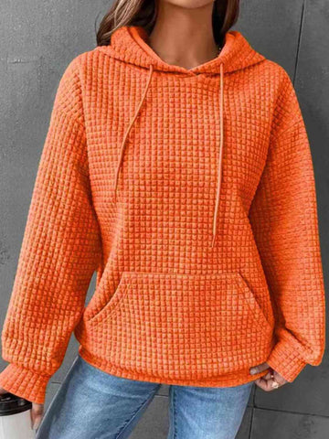 Textured Drawstring Hoodie Hoodies For All Kind