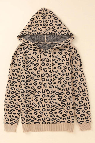 Woven Right Leopard Print Drawstring Hooded Sweater | Hoodies For All Kind