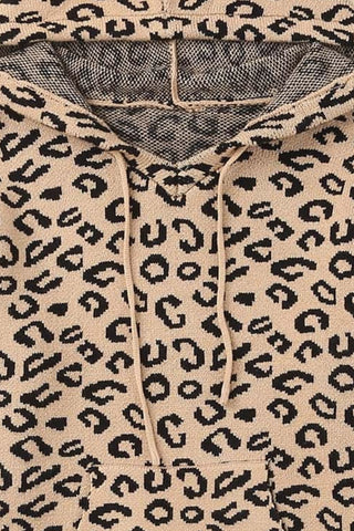 Woven Right Leopard Print Drawstring Hooded Sweater | Hoodies For All Kind