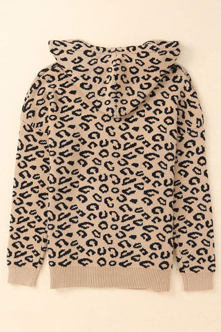 Woven Right Leopard Print Drawstring Hooded Sweater | Hoodies For All Kind