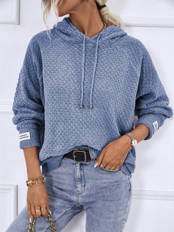 Texture Drawstring Long Sleeve Hooded Sweater | Hoodies For All Kind