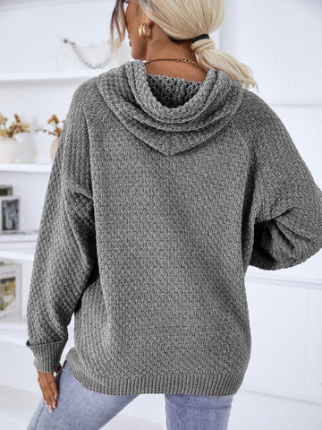 Texture Drawstring Long Sleeve Hooded Sweater | Hoodies For All Kind