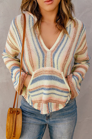 Striped Hooded Sweater with Kangaroo Pocket | Hoodies For All Kind