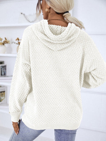 Texture Drawstring Long Sleeve Hooded Sweater | Hoodies For All Kind